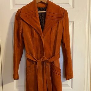 🤎 Vintage Long Suede Leather Trench Coat with belt 🤎